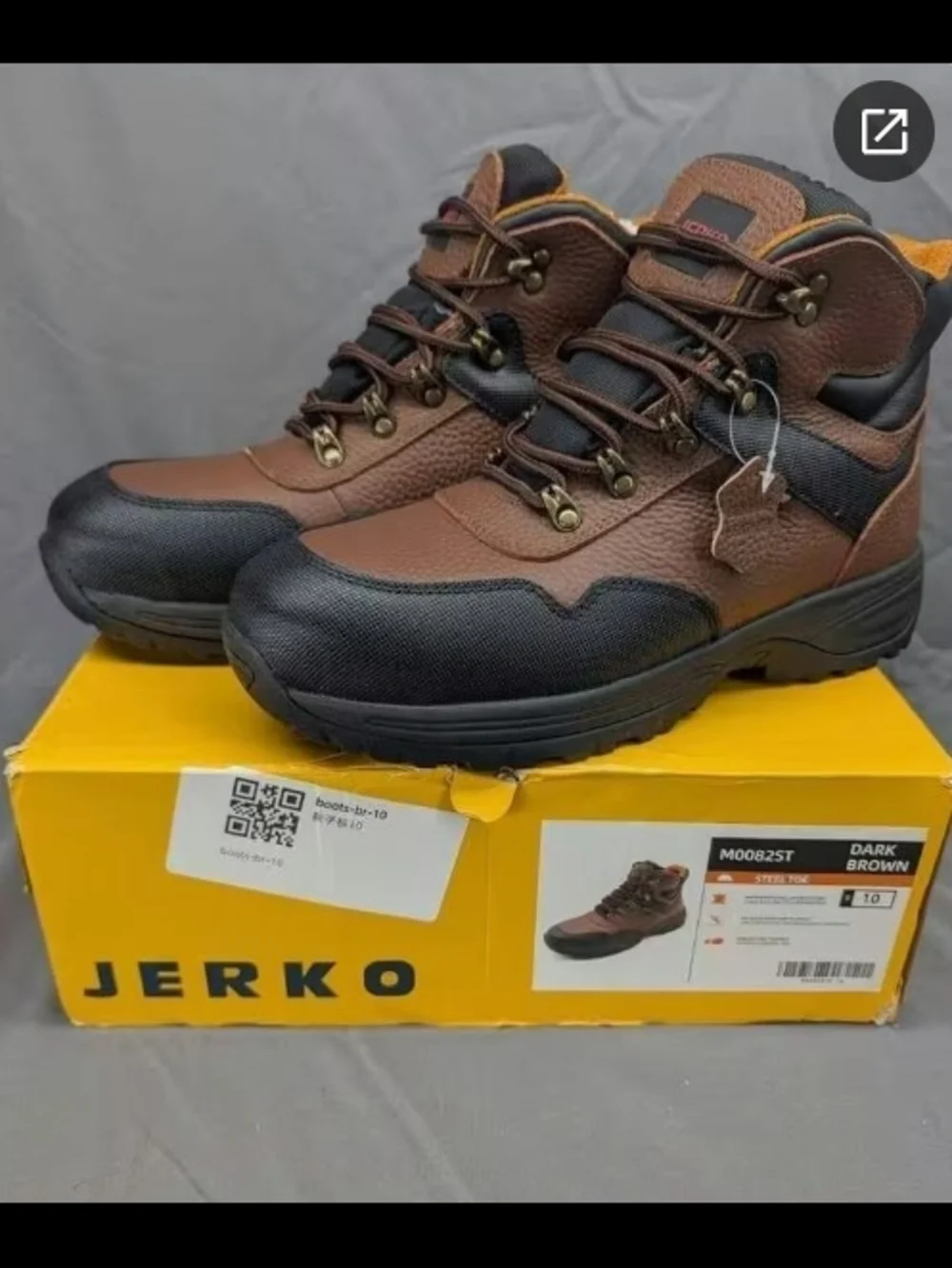 Brown Men's Waterproof Steel Toe Boots size 13